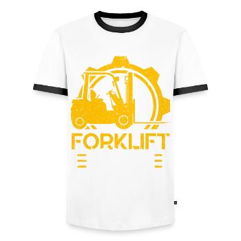 Forklift Driver Forklift Mode Gift - Men's Ringer Shirt - white/black - Front - AI Model Female 172 light (172cm) & AI Model Male 178 dark (178cm)