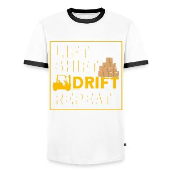 Gabelstaplerfahrer Heben, Schieben, Driften, Wiede - Männer Kontrast-T-Shirt - Weiß/Schwarz - Vorne - AI Model Female 172 light (172cm) & AI Model Male 178 dark (178cm)