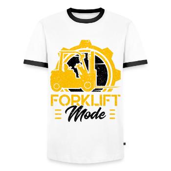 Forklift Driver Forklift Mode Gift - Men's Ringer Shirt - white/black - Front - AI Model Female 172 light (172cm) & AI Model Male 178 dark (178cm)