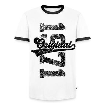 55TH BIRTHDAY ORIGINAL 1971 - Men's Ringer Shirt - white/black - Front - AI Model Female 172 light (172cm) & AI Model Male 178 dark (178cm)