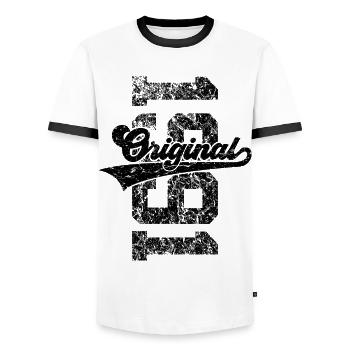 35TH BIRTHDAY ORIGINAL 1991 - Men's Ringer Shirt - white/black - Front - AI Model Female 172 light (172cm) & AI Model Male 178 dark (178cm)