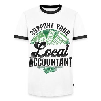 Accountant Bookkeeper Accounting - Men's Ringer Shirt - white/black - Front - AI Model Female 172 light (172cm) & AI Model Male 178 dark (178cm)