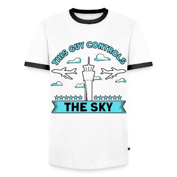 Contrôle de la circulation aérienne Contrôleur de la circulation aérienne Cadeau de l’aéroport - T-shirt contrasté Homme - blanc/noir - Devant - AI Model Female 172 light (172cm) & AI Model Male 178 dark (178cm)