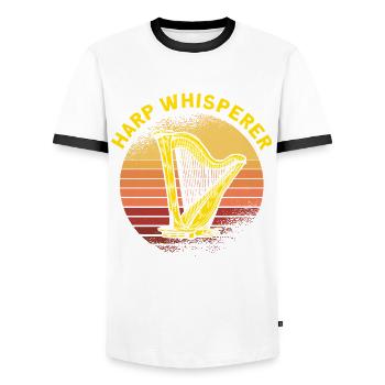 Harpiste Harp Whisperer Cadeau - T-shirt contrasté Homme - blanc/noir - Devant - AI Model Female 172 light (172cm) & AI Model Male 178 dark (178cm)