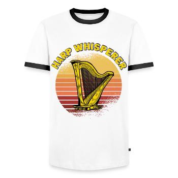 Harpiste Harpiste Joueur De Harpe Professeur Orchestre - T-shirt contrasté Homme - blanc/noir - Devant - AI Model Female 172 light (172cm) & AI Model Male 178 dark (178cm)