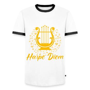 Harpiste Harpiste Joueur De Harpe Professeur Orchestre - T-shirt contrasté Homme - blanc/noir - Devant - AI Model Female 172 light (172cm) & AI Model Male 178 dark (178cm)