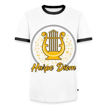 Harpiste Harpiste Joueur De Harpe Professeur Orchestre - T-shirt contrasté Homme - blanc/noir - Devant - AI Model Female 172 light (172cm) & AI Model Male 178 dark (178cm)