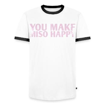 Ils rendent Miso Happy Marriage Design pour le - T-shirt contrasté Homme - blanc/noir - Devant - AI Model Female 172 light (172cm) & AI Model Male 178 dark (178cm)