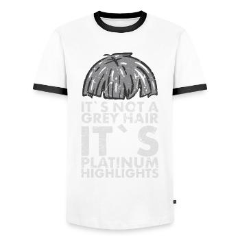 Es Ist Kein Graues Haar, Es Ist Platin Zum - Männer Kontrast-T-Shirt - Weiß/Schwarz - Vorne - AI Model Female 172 light (172cm) & AI Model Male 178 dark (178cm)