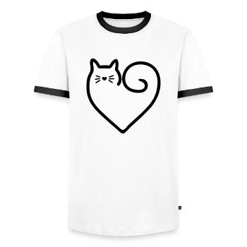 Herz-Form-Katze mit Liebe - Männer Kontrast-T-Shirt - Weiß/Schwarz - Vorne - AI Model Female 172 light (172cm) & AI Model Male 178 dark (178cm)
