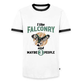 Fauconnerie - T-shirt contrasté Homme - blanc/noir - Devant - AI Model Female 172 light (172cm) & AI Model Male 178 dark (178cm)
