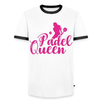 Padel Queen Padelschläger Ball Design Für Padel - Männer Kontrast-T-Shirt - Weiß/Schwarz - Vorne - AI Model Female 172 light (172cm) & AI Model Male 178 dark (178cm)