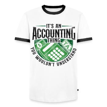 Accountant Bookkeeper Accounting - Men's Ringer Shirt - white/black - Front - AI Model Female 172 light (172cm) & AI Model Male 178 dark (178cm)