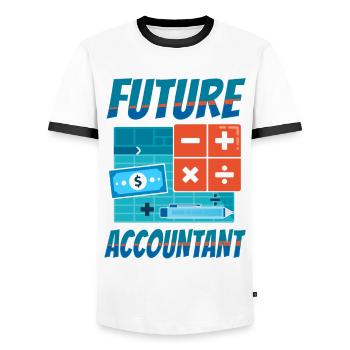 Accountant Bookkeeper Accounting - Men's Ringer Shirt - white/black - Front - AI Model Female 172 light (172cm) & AI Model Male 178 dark (178cm)