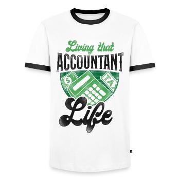 Accountant Bookkeeper Accounting - Men's Ringer Shirt - white/black - Front - AI Model Female 172 light (172cm) & AI Model Male 178 dark (178cm)