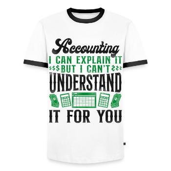 Accountant Bookkeeper Accounting - Men's Ringer Shirt - white/black - Front - AI Model Female 172 light (172cm) & AI Model Male 178 dark (178cm)