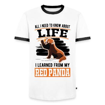 Panda Rouge Cadeau Chat Ours Panda Rouge - T-shirt contrasté Homme - blanc/noir - Devant - AI Model Female 172 light (172cm) & AI Model Male 178 dark (178cm)