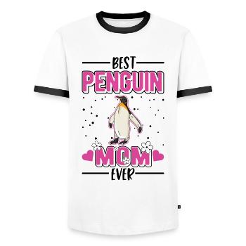 Best Penguin Mom Ever Pinguin Mama - Men's Ringer Shirt - white/black - Front - AI Model Female 172 light (172cm) & AI Model Male 178 dark (178cm)