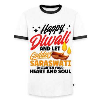 Diwali Hindus Sikh Festival of Lights Gift - Men's Ringer Shirt - white/black - Front - AI Model Female 172 light (172cm) & AI Model Male 178 dark (178cm)