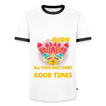 Diwali Hindus Sikh Festival of Lights Gift - Men's Ringer Shirt - white/black - Front - AI Model Female 172 light (172cm) & AI Model Male 178 dark (178cm)