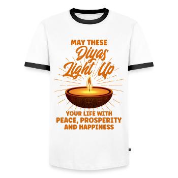 Diwali Hindus Sikh Festival of Lights Gift - Men's Ringer Shirt - white/black - Front - AI Model Female 172 light (172cm) & AI Model Male 178 dark (178cm)