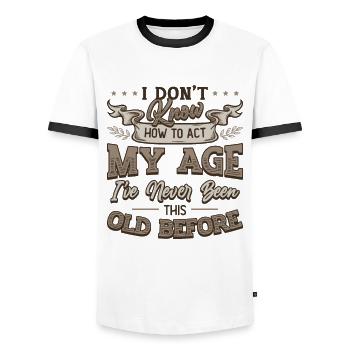 I don't know how to behave. - Men's Ringer Shirt - white/black - Front - AI Model Female 172 light (172cm) & AI Model Male 178 dark (178cm)