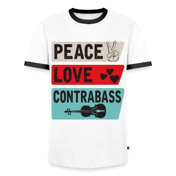 Contrebasse Contrebasse Instrument de viole - T-shirt contrasté Homme - blanc/noir - Devant - AI Model Female 172 light (172cm) & AI Model Male 178 dark (178cm)