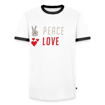 Sarrusophone Instrument de musique à vent en bois - T-shirt contrasté Homme - blanc/noir - Devant - AI Model Female 172 light (172cm) & AI Model Male 178 dark (178cm)