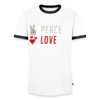 Peace Love Snare Drum Marching Band - T-shirt contrasté Homme - blanc/noir - Devant - AI Model Female 172 light (172cm) & AI Model Male 178 dark (178cm)