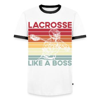 Lacrosse like a Boss - Männer Kontrast-T-Shirt - Weiß/Schwarz - Vorne - AI Model Female 172 light (172cm) & AI Model Male 178 dark (178cm)