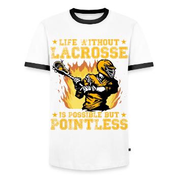 Life without Lacrosse is possible but pointless - Männer Kontrast-T-Shirt - Weiß/Schwarz - Vorne - AI Model Female 172 light (172cm) & AI Model Male 178 dark (178cm)