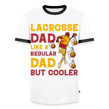Lacrosse dad like a regular Dad but Cooler - Männer Kontrast-T-Shirt - Weiß/Schwarz - Vorne - AI Model Female 172 light (172cm) & AI Model Male 178 dark (178cm)