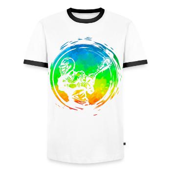 Lacrosse - Männer Kontrast-T-Shirt - Weiß/Schwarz - Vorne - AI Model Female 172 light (172cm) & AI Model Male 178 dark (178cm)