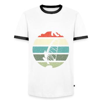 Surfer Windsurfer Windsurfen Surfen Geschenk - Männer Kontrast-T-Shirt - Weiß/Schwarz - Vorne - AI Model Female 172 light (172cm) & AI Model Male 178 dark (178cm)
