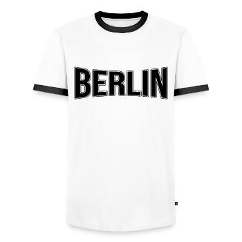 Berlin - T-shirt contrasté Homme - blanc/noir - Devant - AI Model Female 172 light (172cm) & AI Model Male 178 dark (178cm)