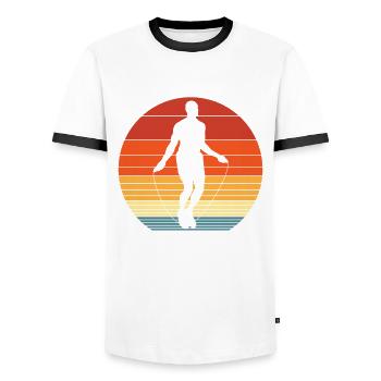 Retro Silhouette Corde à sauter Homme Corde à sauter - T-shirt contrasté Homme - blanc/noir - Devant - AI Model Female 172 light (172cm) & AI Model Male 178 dark (178cm)