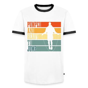 Vintage pumped and ready to jump rope - Men's Ringer Shirt - white/black - Front - AI Model Female 172 light (172cm) & AI Model Male 178 dark (178cm)