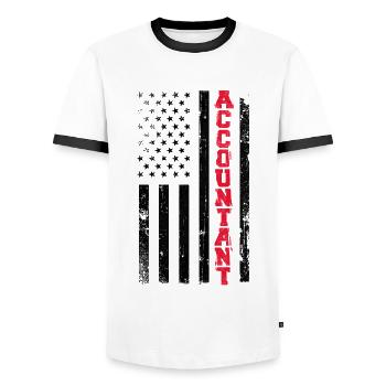 Accountant Bookkeeper Accounting - Men's Ringer Shirt - white/black - Front - AI Model Female 172 light (172cm) & AI Model Male 178 dark (178cm)
