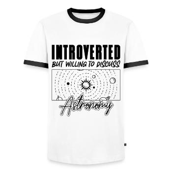 Astronomie introvertie mais volontaire Space Moon Stars - T-shirt contrasté Homme - blanc/noir - Devant - AI Model Female 172 light (172cm) & AI Model Male 178 dark (178cm)