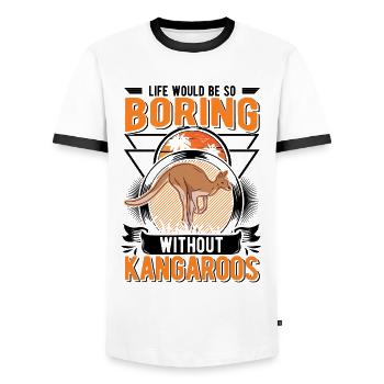 Australian Kangaroo Australia Kangaroo - Men's Ringer Shirt - white/black - Front - AI Model Female 172 light (172cm) & AI Model Male 178 dark (178cm)
