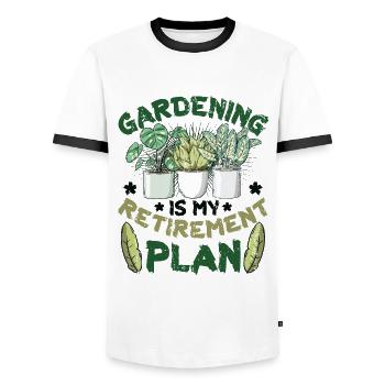 Gardening is my retirement plan gardener - Men's Ringer Shirt - white/black - Front - AI Model Female 172 light (172cm) & AI Model Male 178 dark (178cm)