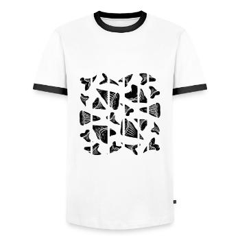 Paléontologie Paléontologue Chasseur de Fossiles - T-shirt contrasté Homme - blanc/noir - Devant - AI Model Female 172 light (172cm) & AI Model Male 178 dark (178cm)