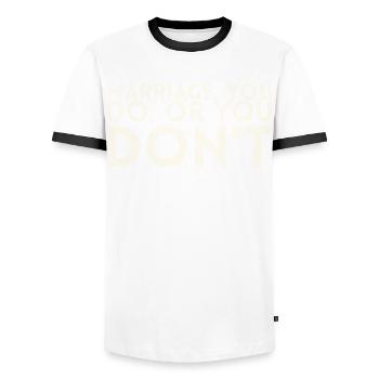 Mariage pour lequel vous faites ou vous ne faites pas de mariage - T-shirt contrasté Homme - blanc/noir - Devant - AI Model Female 172 light (172cm) & AI Model Male 178 dark (178cm)