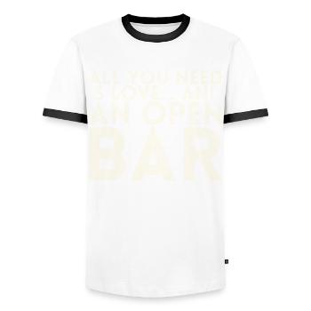 All you need is love and a design - Men's Ringer Shirt - white/black - Front - AI Model Female 172 light (172cm) & AI Model Male 178 dark (178cm)
