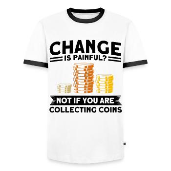Coin Collection Coin Collectors Numismatics Coin Collections - Men's Ringer Shirt - white/black - Front - AI Model Female 172 light (172cm) & AI Model Male 178 dark (178cm)