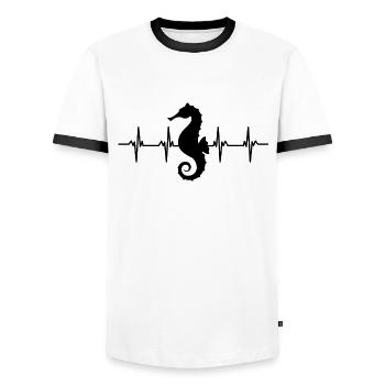 Seahorses Water Sea Ocean Swimming Horses - Men's Ringer Shirt - white/black - Front - AI Model Female 172 light (172cm) & AI Model Male 178 dark (178cm)