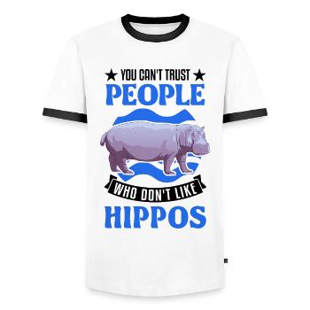 Hippo Lover Hippo Hippo Hippo - Men's Ringer Shirt - white/black - Front - AI Model Female 172 light (172cm) & AI Model Male 178 dark (178cm)