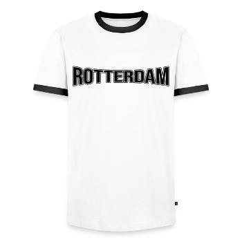 Rotterdam - T-shirt contrasté Homme - blanc/noir - Devant - AI Model Female 172 light (172cm) & AI Model Male 178 dark (178cm)