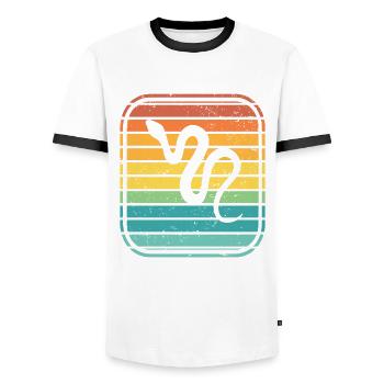 Snake Retro Reptile Python Idée cadeau - T-shirt contrasté Homme - blanc/noir - Devant - AI Model Female 172 light (172cm) & AI Model Male 178 dark (178cm)