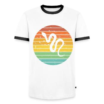 Snake Retro Reptile Python Idée cadeau - T-shirt contrasté Homme - blanc/noir - Devant - AI Model Female 172 light (172cm) & AI Model Male 178 dark (178cm)